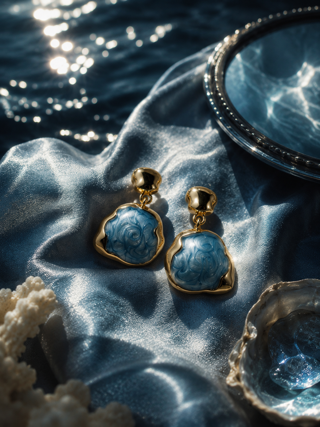 Azulean 14K Gold Filled Swirl Enamel Earrings