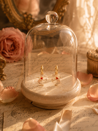 Heart Dove Huggie Earrings