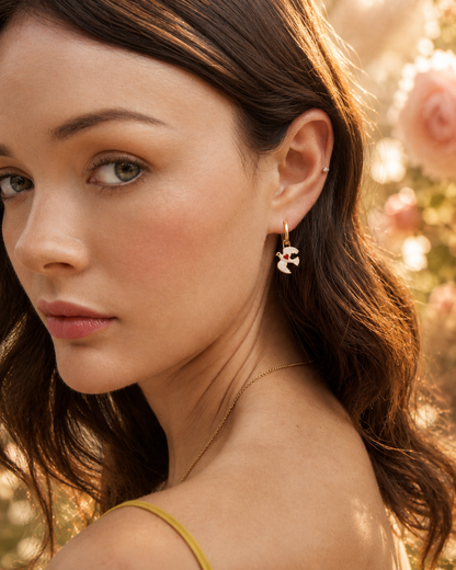 Heart Dove Huggie Earrings