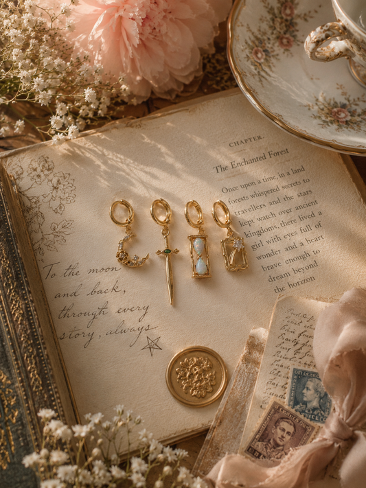 Fantasy Book Lover Ear Stack Earrings