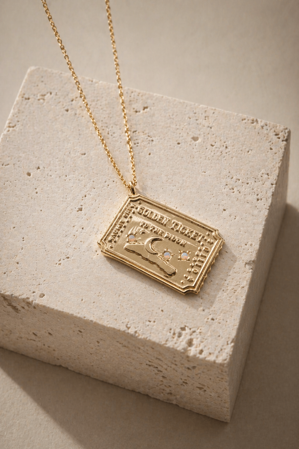 Golden Ticket to the Moon Necklace 14K Vermeil