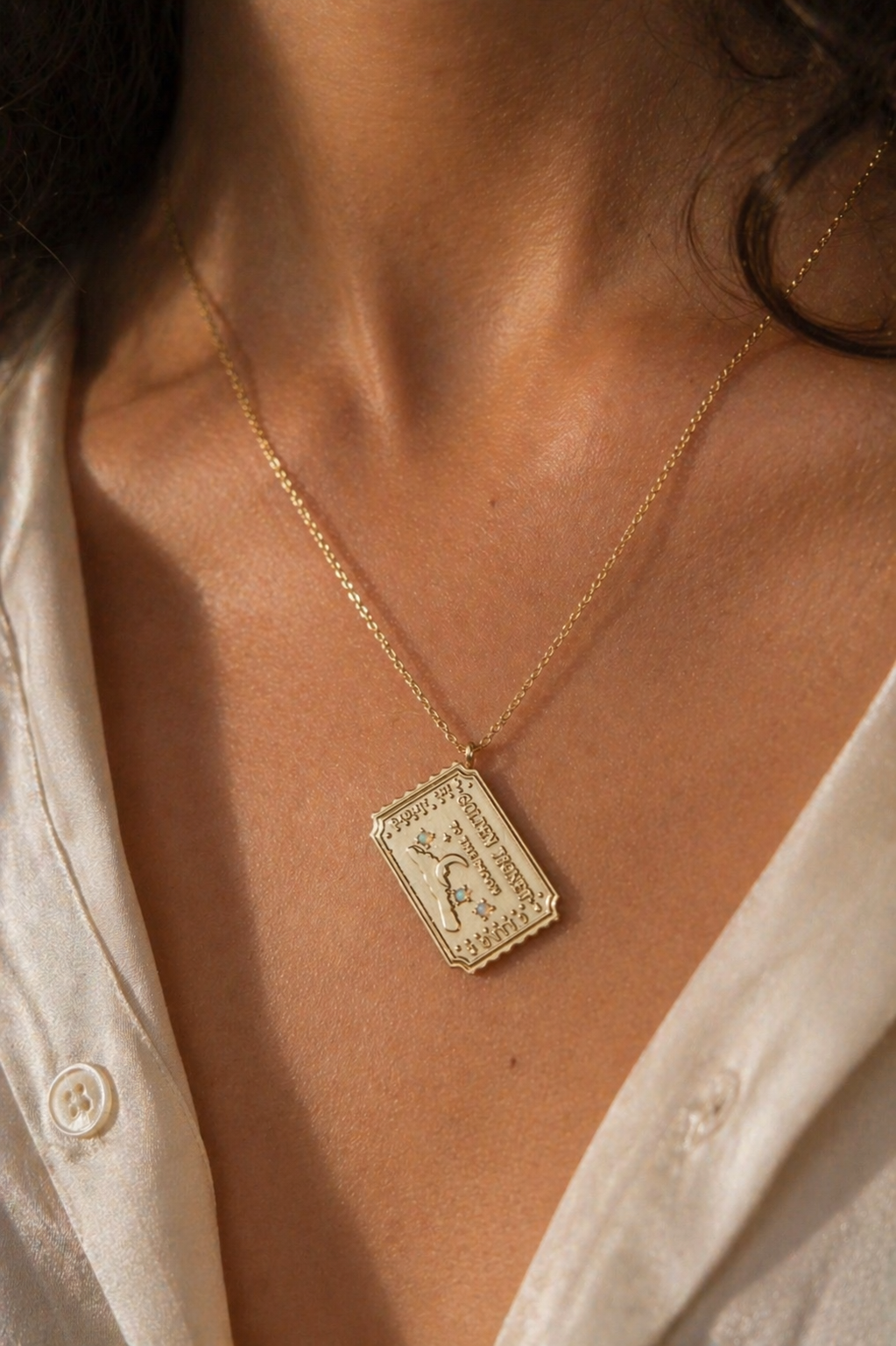 Golden Ticket to the Moon Necklace 14K Vermeil