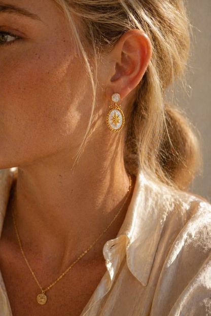 Guiding Star Shell Earrings 18K Gold