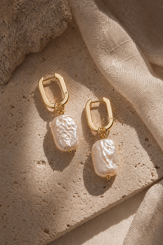 Portofino 18K Plated Gold Non-Tarnish Classic Pearl Earring