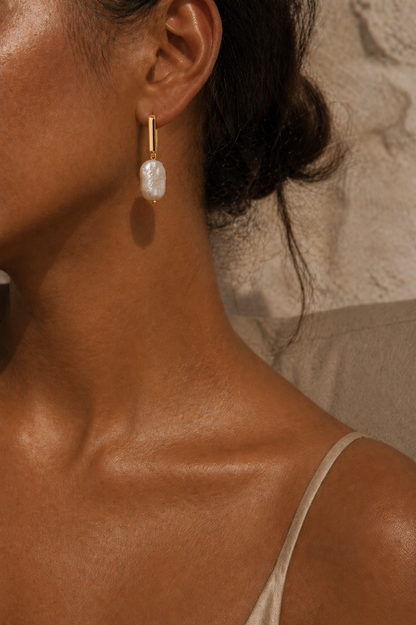 Portofino 18K Plated Gold Non-Tarnish Classic Pearl Earring