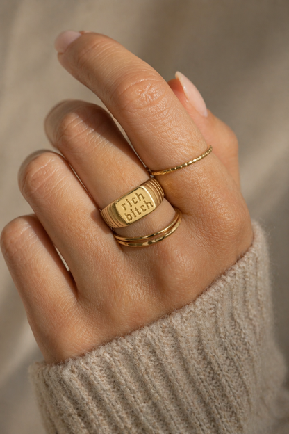 Rich Bitch 18K Gold Manifestation Signet  ✨ Abundance ✨
