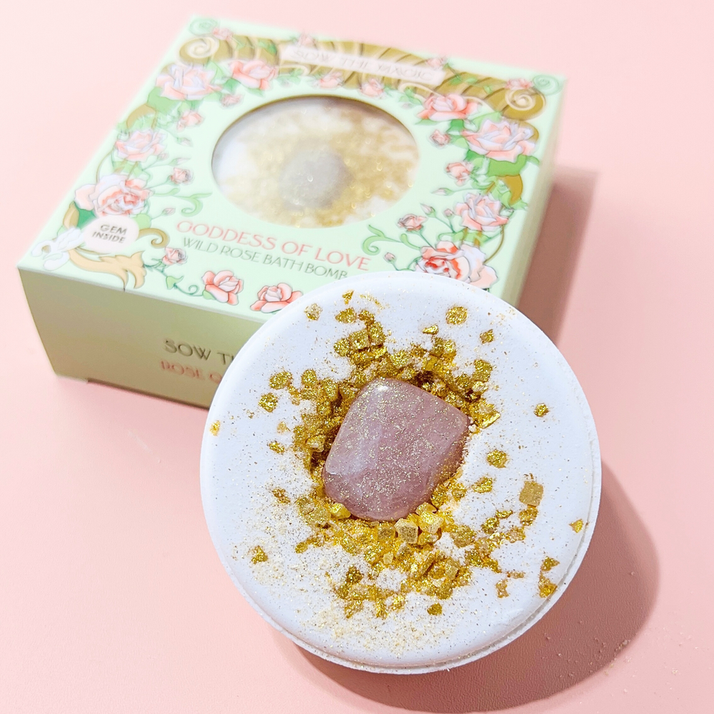 The Bomb Rosa Goddess of Love Wild Rose Bath Bomb with Rose Quartz – Inner Sanctum