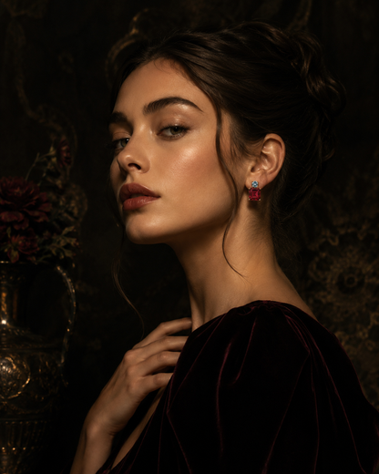 The Venetian Garnet & Aquamarine 14K Gold Filled Studs