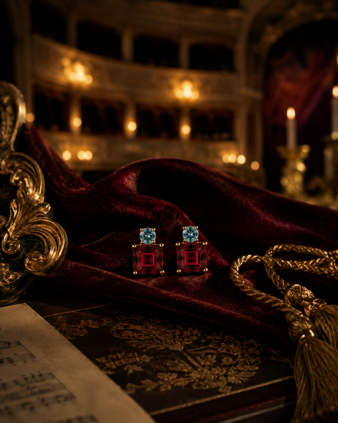 The Venetian Garnet & Aquamarine 14K Gold Filled Studs