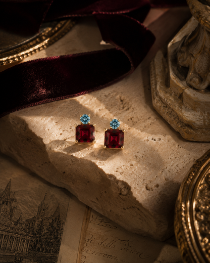 The Venetian Garnet & Aquamarine 14K Gold Filled Studs