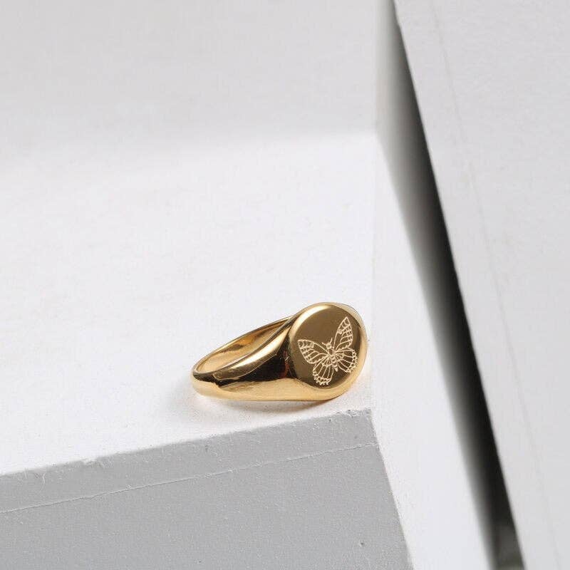 Float like a Butterfly Signet Gold Ring