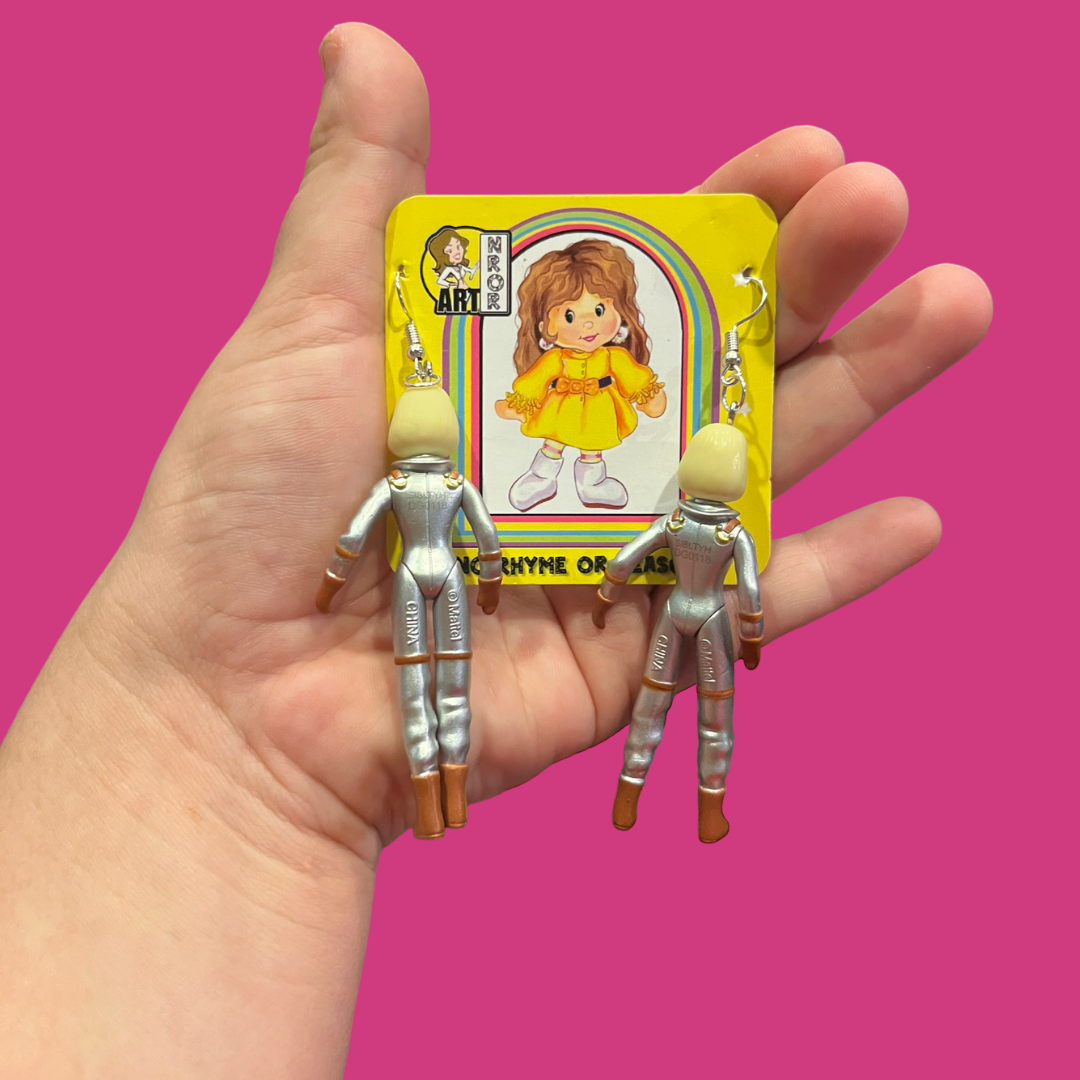 Barbie 💅 Astronaut Barbie 🚀 Poseable Upcycled Doll Earrings