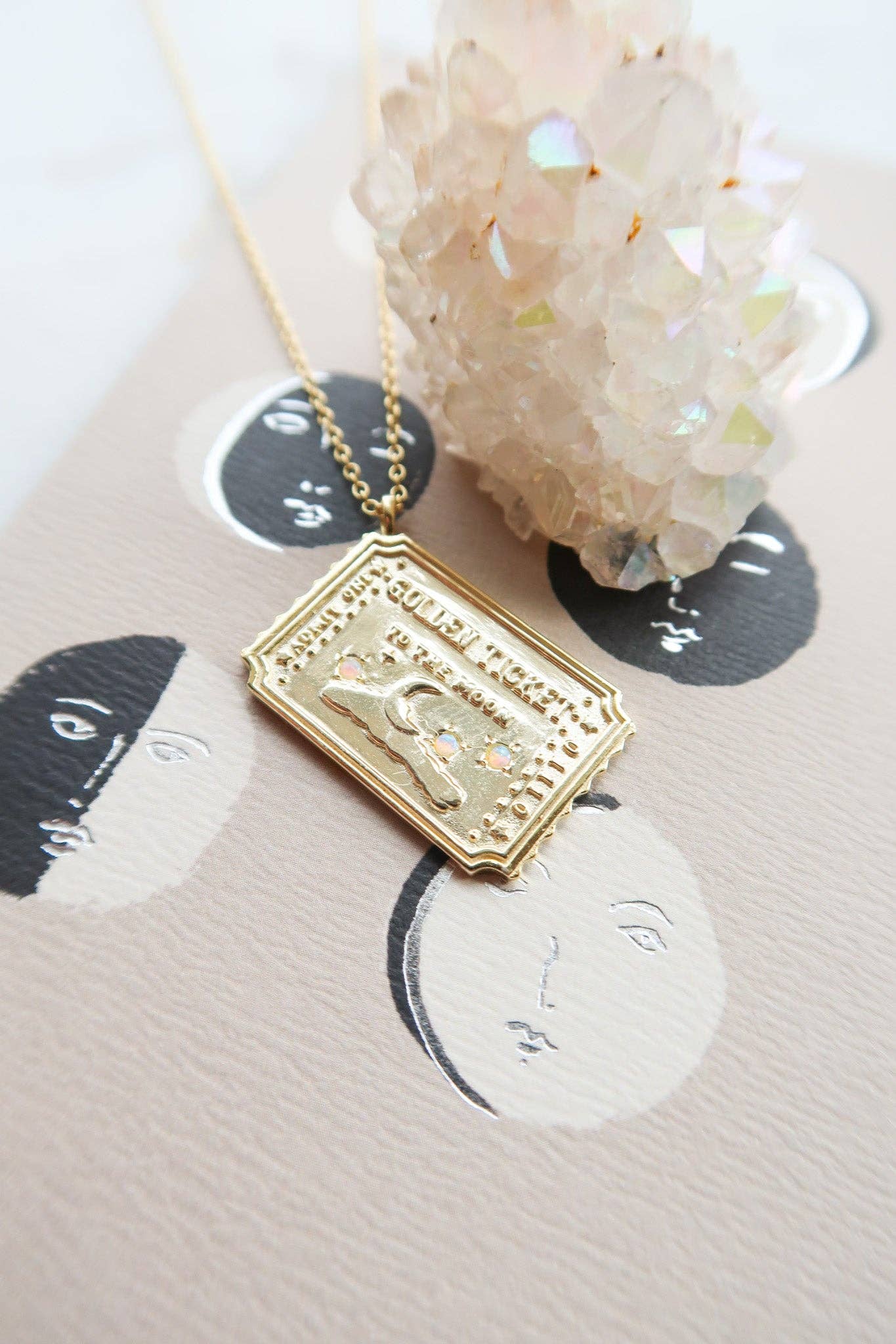 Golden Ticket to the Moon Necklace