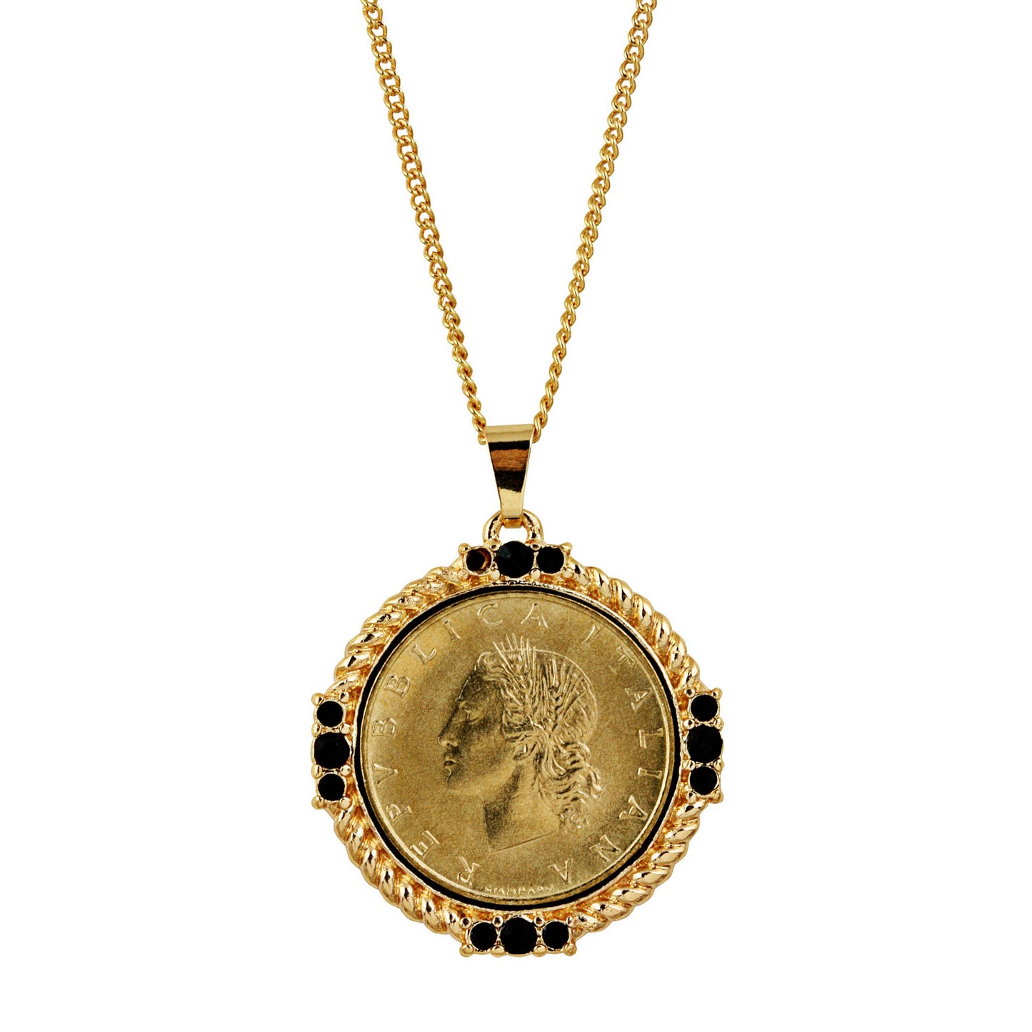 Italian 20 Lira Coin Medallion Pendant Necklace