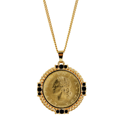 Italian 20 Lira Coin Medallion Pendant Necklace