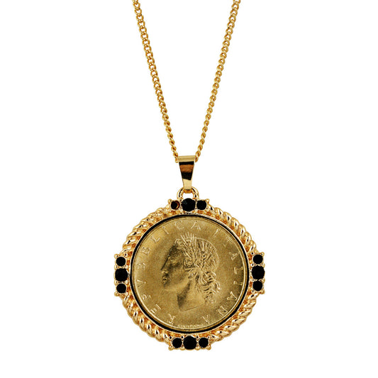 Italian 20 Lira Coin Medallion Pendant Necklace