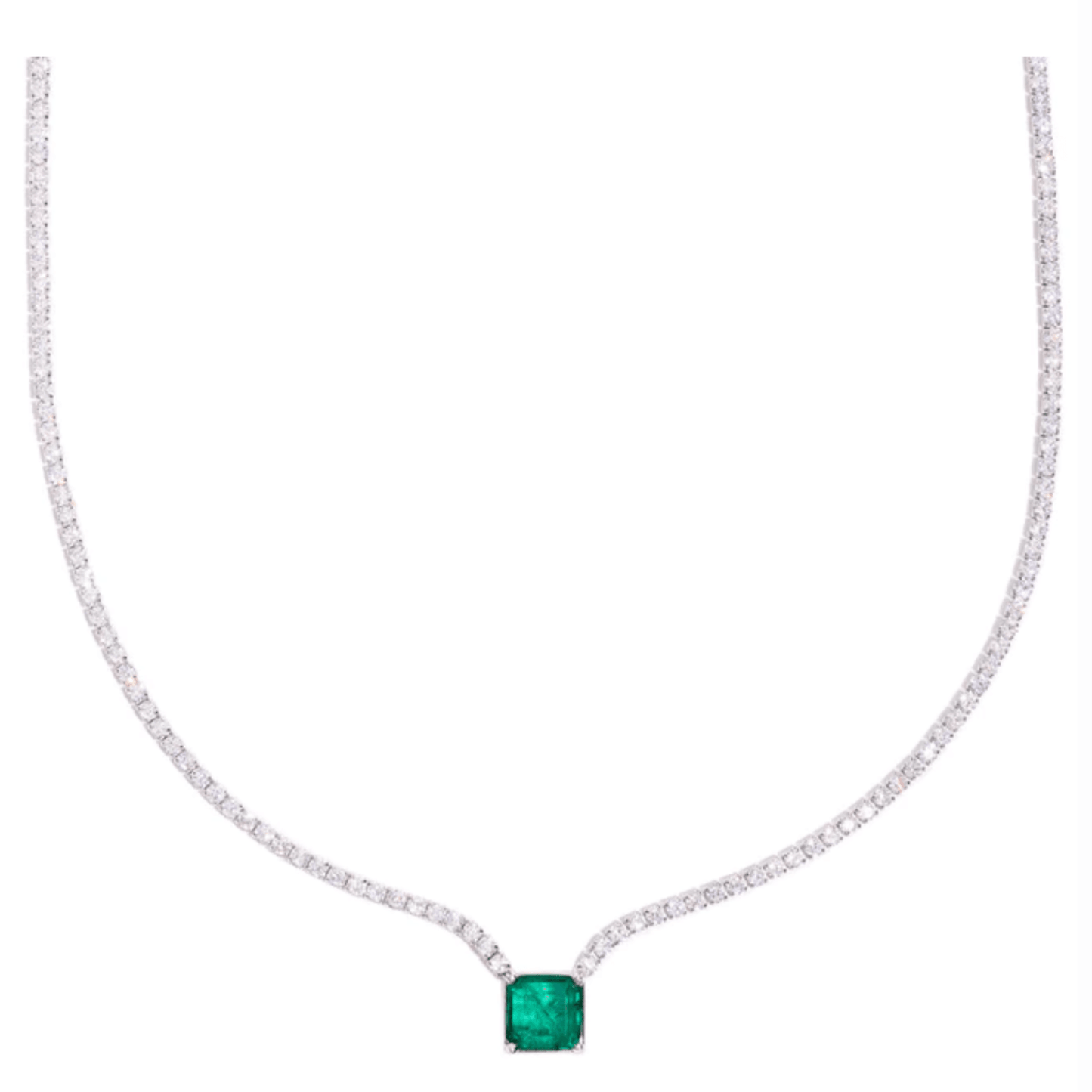 Emerald Tennis Moissanite Necklace