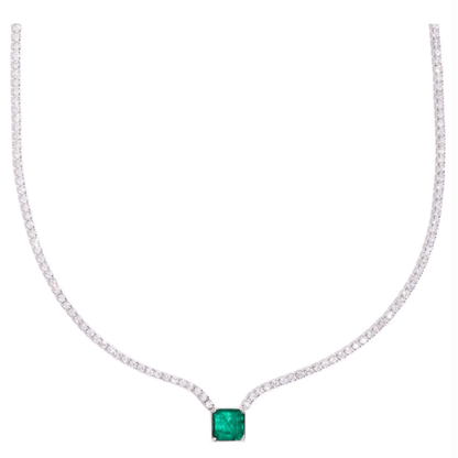 Emerald Tennis Moissanite Necklace