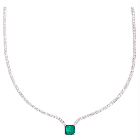 Emerald Tennis Moissanite Necklace