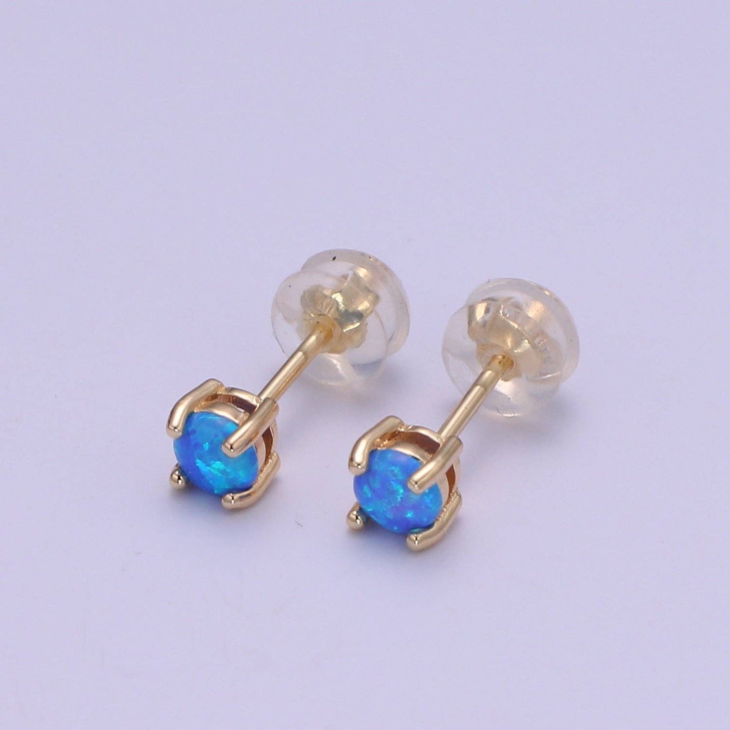 Pink Aura Opal Studs 💖 Minimalist Opal Stud Earrings in 18k Gold Filled Earring Pink Opal, Tiny Circle Dot Jewelry Dainty Stud Earring for gift