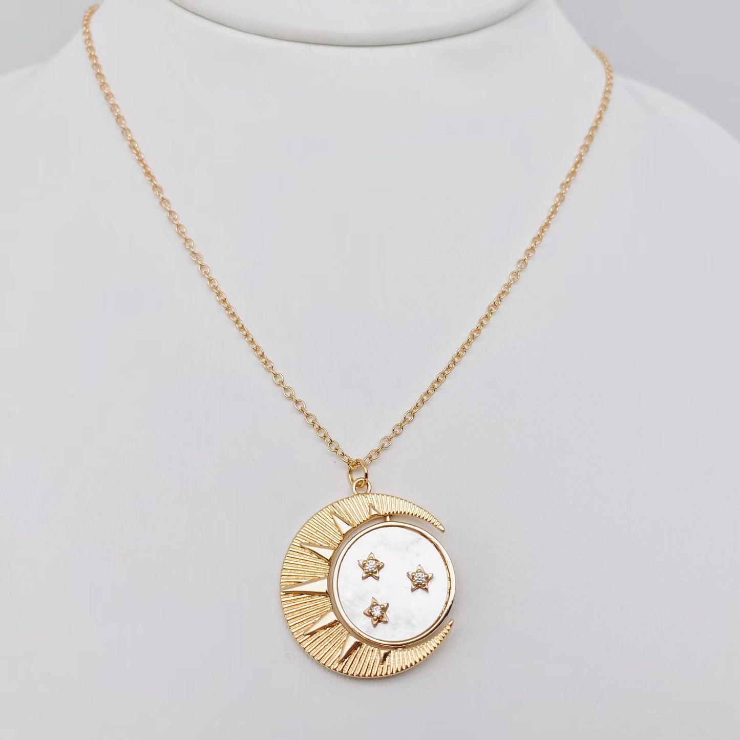 Rotatable Star Moon Pendant Necklace