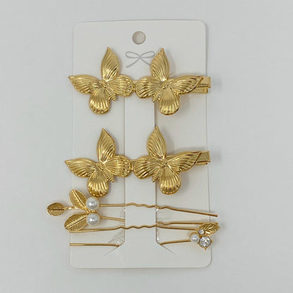 Antique Garden Hair Clip Set 🦋 Butterfly Clips