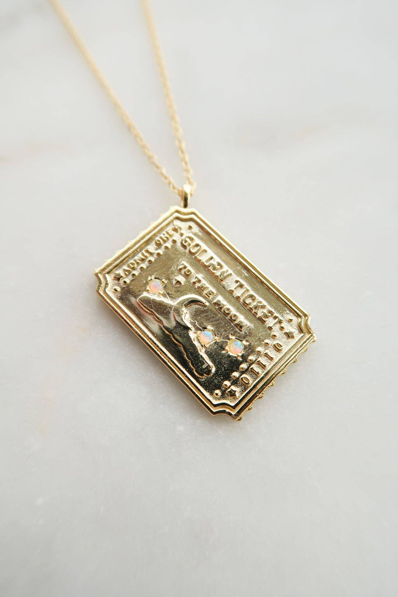 Golden Ticket to the Moon Necklace