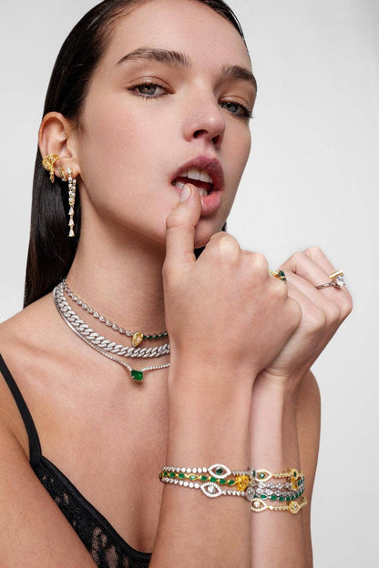 Emerald Tennis Moissanite Necklace