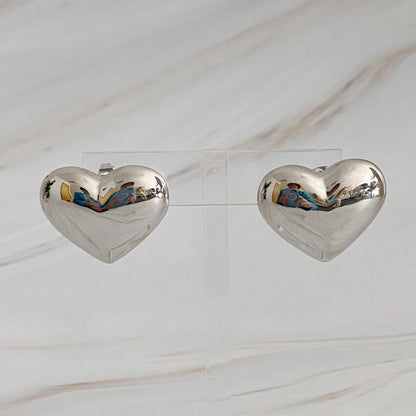 Silver Polish My Heart Stud Earrings