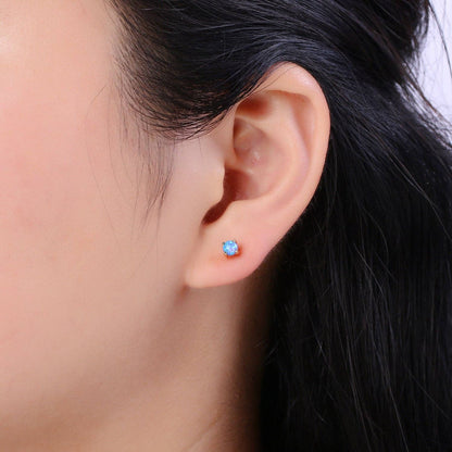 Pink Aura Opal Studs 💖 Minimalist Opal Stud Earrings in 18k Gold Filled Earring Pink Opal, Tiny Circle Dot Jewelry Dainty Stud Earring for gift
