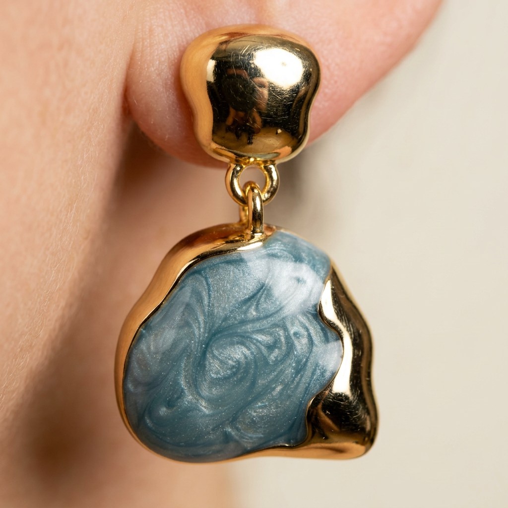 Azulean 14K Gold Filled Swirl Enamel Earrings