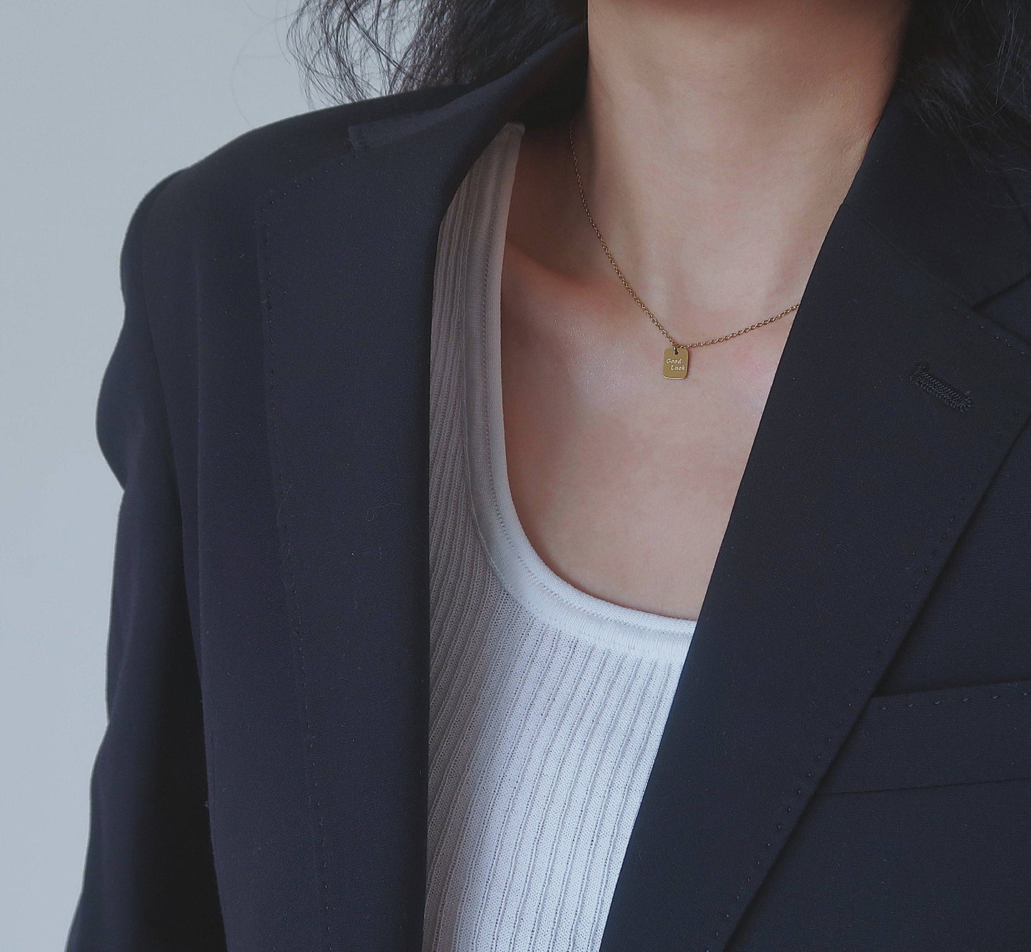 Tiny Square Good Luck necklace | 18K Gold Filled