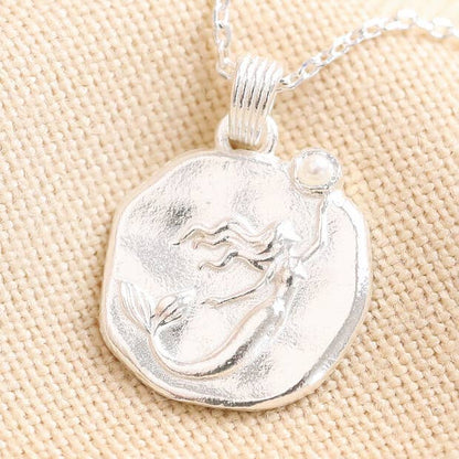 Mermaid Coin Pendant Necklace Gold