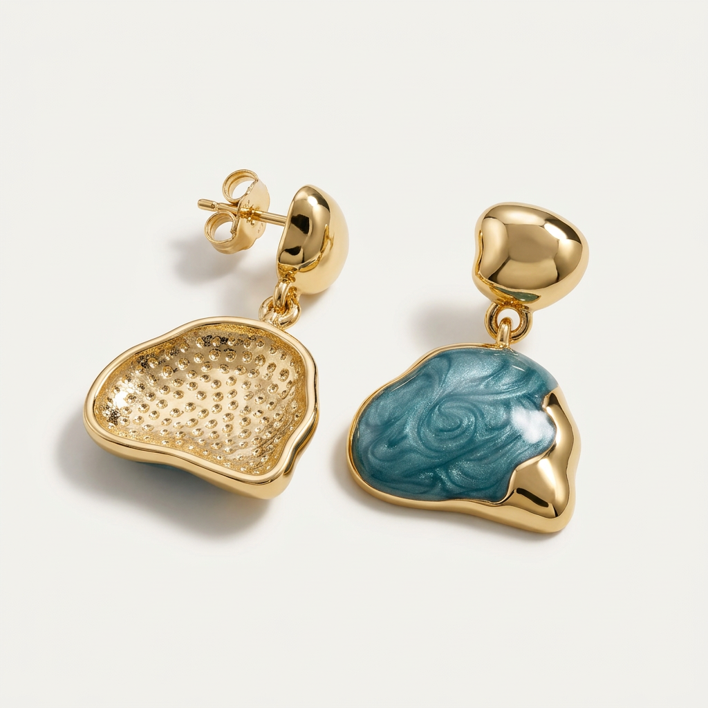 Azulean 14K Gold Filled Swirl Enamel Earrings