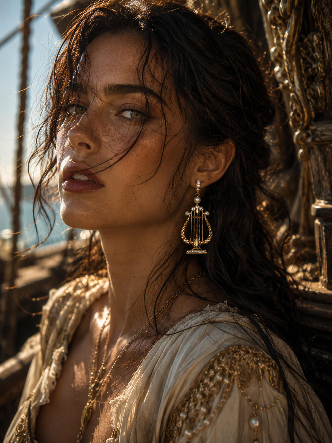 Muses ✨ Boucles d'oreilles pendantes pour instruments de harpe inspirées de la harpe grecque-vintage