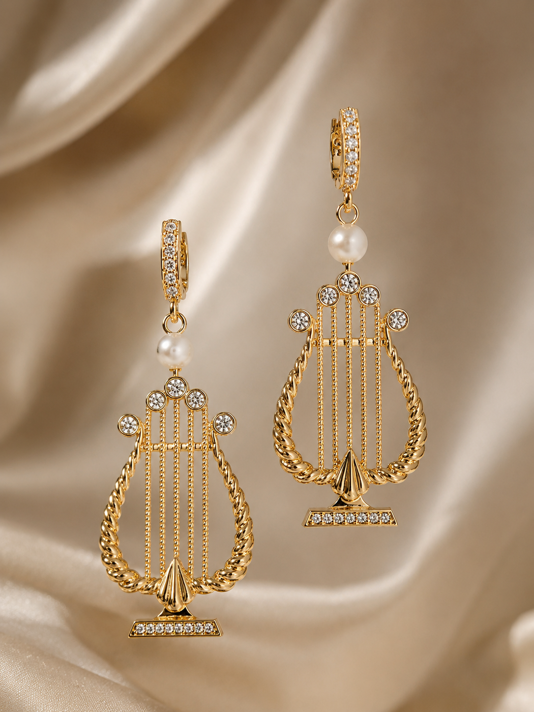 Muses ✨ Boucles d'oreilles pendantes pour instruments de harpe inspirées de la harpe grecque-vintage
