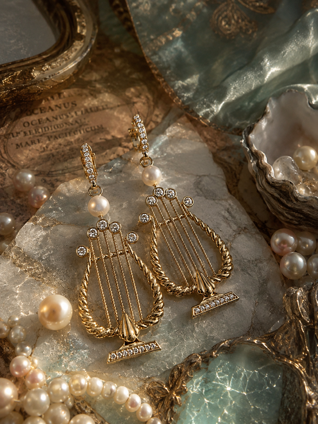 Muses ✨ Boucles d'oreilles pendantes pour instruments de harpe inspirées de la harpe grecque-vintage