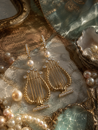 Muses ✨ Boucles d'oreilles pendantes pour instruments de harpe inspirées de la harpe grecque-vintage