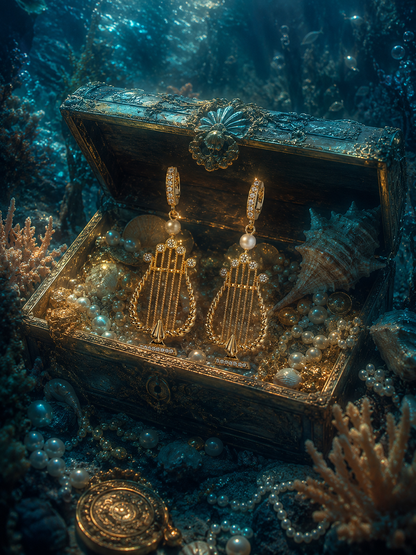 Muses ✨ Boucles d'oreilles pendantes pour instruments de harpe inspirées de la harpe grecque-vintage