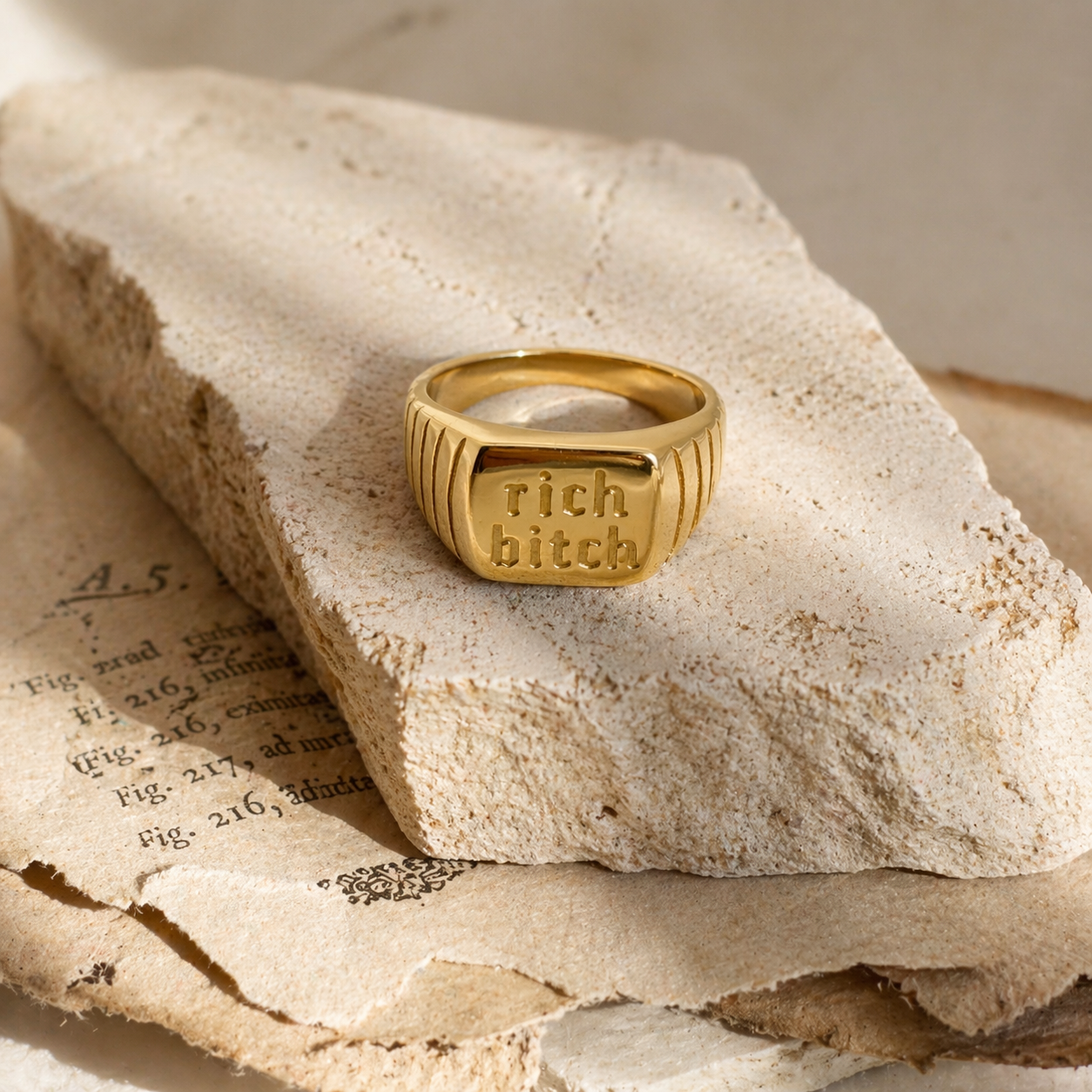 Rich Bitch 18K Gold Manifestation Signet  ✨ Abundance ✨
