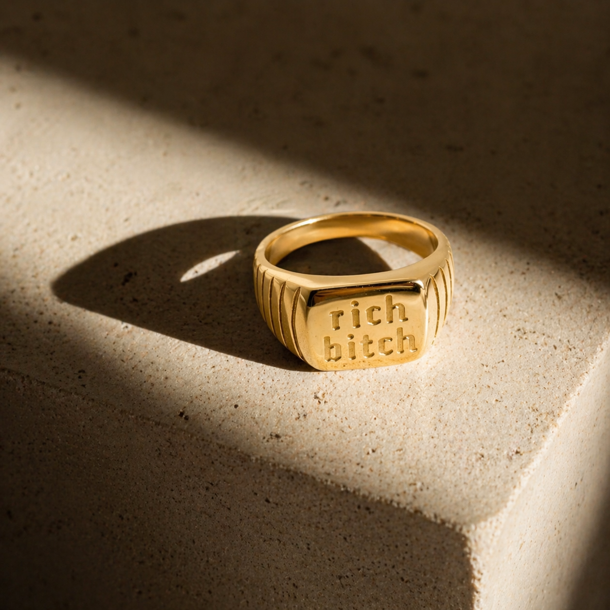 Rich Bitch 18K Gold Manifestation Signet  ✨ Abundance ✨