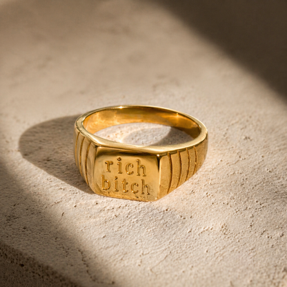 Rich Bitch 18K Gold Manifestation Signet  ✨ Abundance ✨