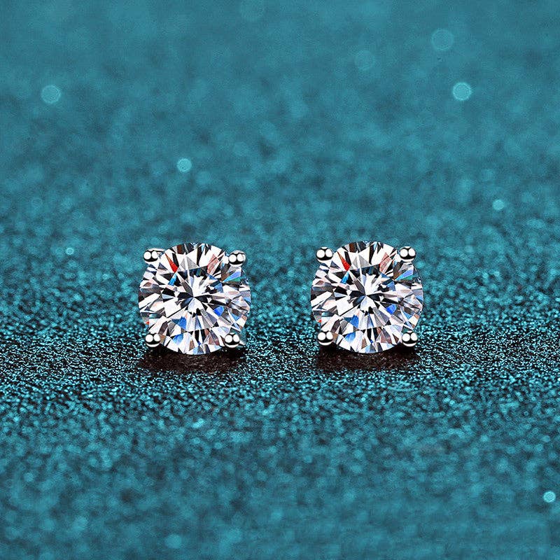 An Instant Classic Four-Prong Moissanite Stud Earrings in 925 Sterling Silver