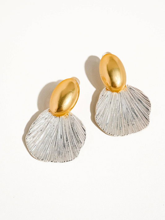 Boucles d'oreilles en coquillage trempées en or vintage Giselle 18 carats