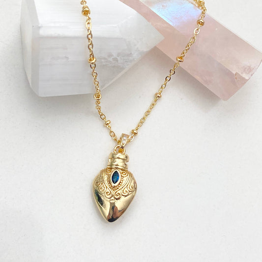 Collier pendentif bleu Love Potion : satellite plaqué 18 carats / 18 pouces