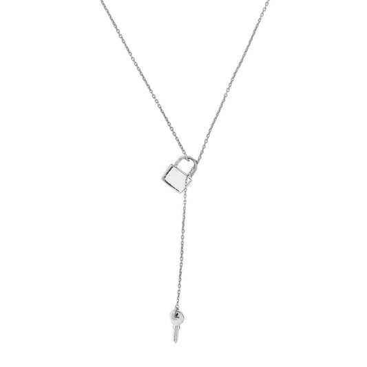 Lock and Key Adjustable Lariat Necklace