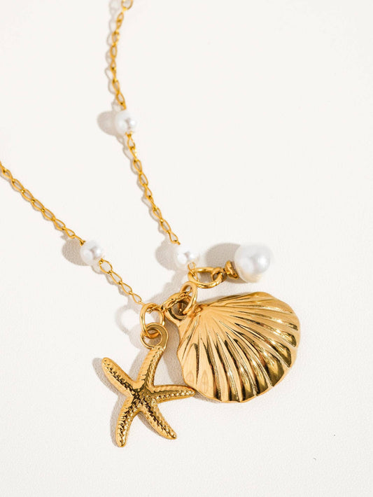 Collier de perles Marina en or 18 carats avec coquillage et étoile de mer 🐚 De retour en stock